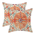 Gohdiwh Boho Pillow Covers 18X18 Set Of 2, Ethnic Design Decorative Throw Pillows Linen Burnt Orange Blue Carpet Pattern Farmhou