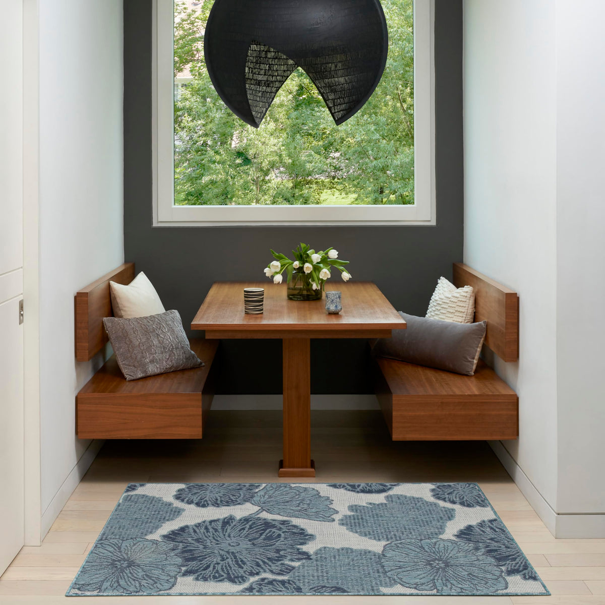 Nourison Garden Oasis Blue 2' X 4' Area Rug - Easy Cleaning, Non Shedding, Bed Room, Living Room, Dining Room, Kitchen (2' X 4')
