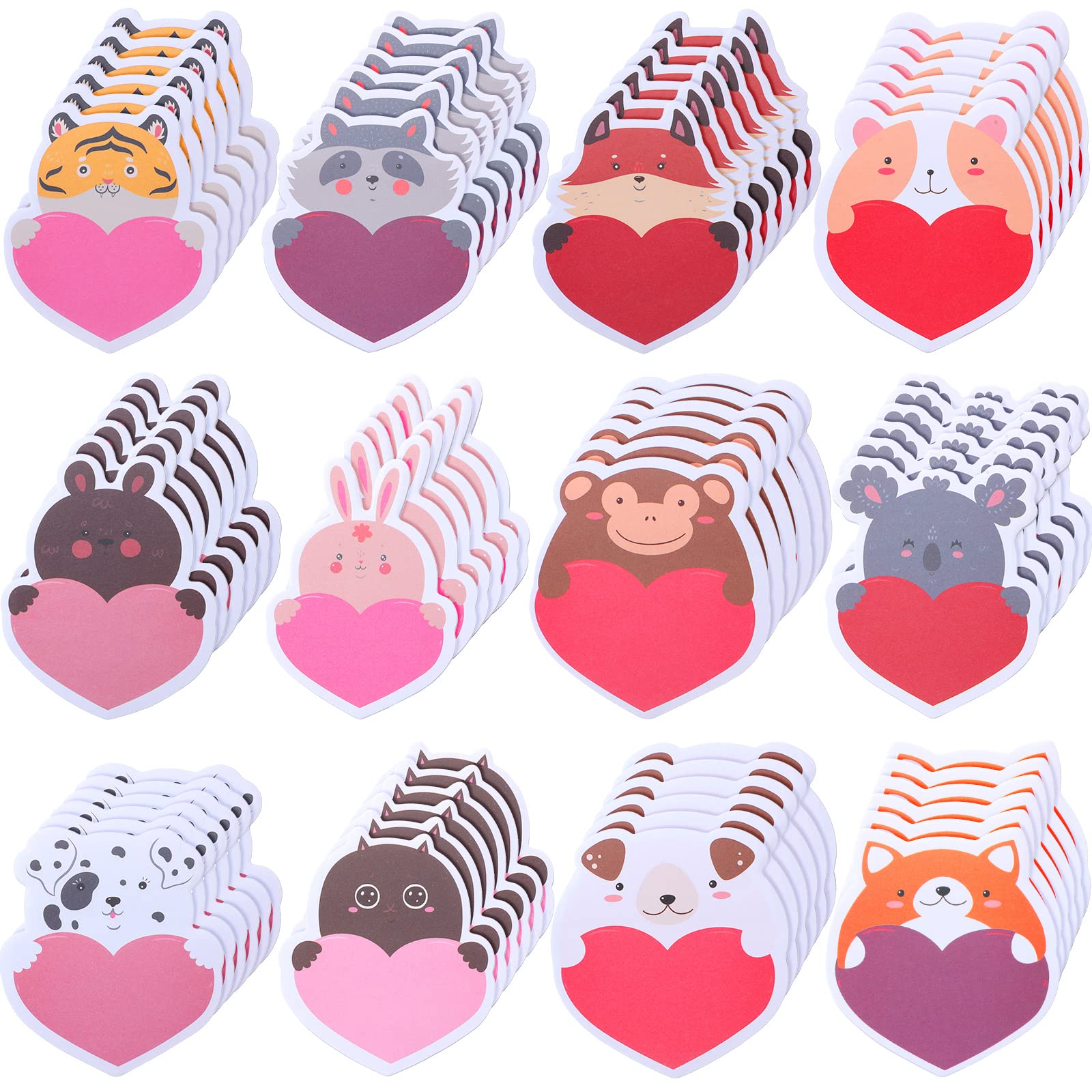 72 Pcs Heart Sticky Notes Valentine'S Day Cute Cartoon Animal Sticky Notes Funny Animal Self Stick Memo Pad For Office Valentine