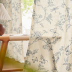 Lazzzy Farmhouse Linen Curtains Blue Floral Curtains 108 Inch Length Back Tab Drapes For Living Room Bedroom Light Filtering Cou