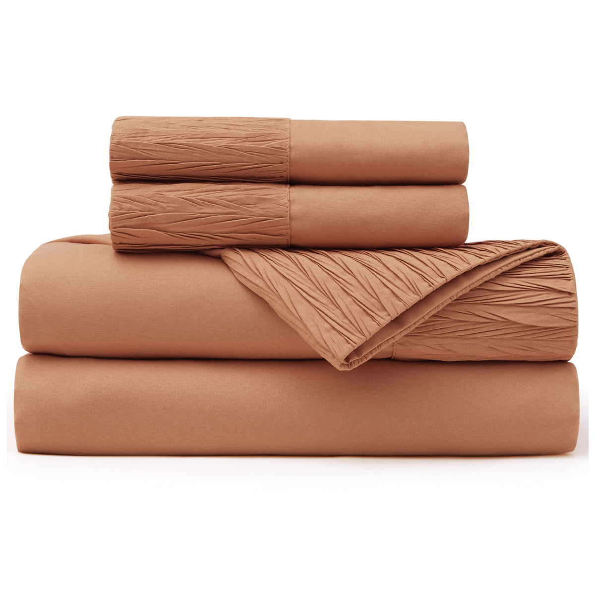 Bedsure Full Size Sheet Sets - Soft 1800 Sheets For Full Size Bed, 4 Pieces Hotel Luxury Burnt Orange Sheets Full, Easy Care Pol