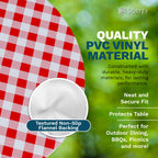 Sorfey Vinyl Umbrella Round Fitted Tablecloth Cover, Checkered Design, Flannel Backed Lining 60 Inch, Green