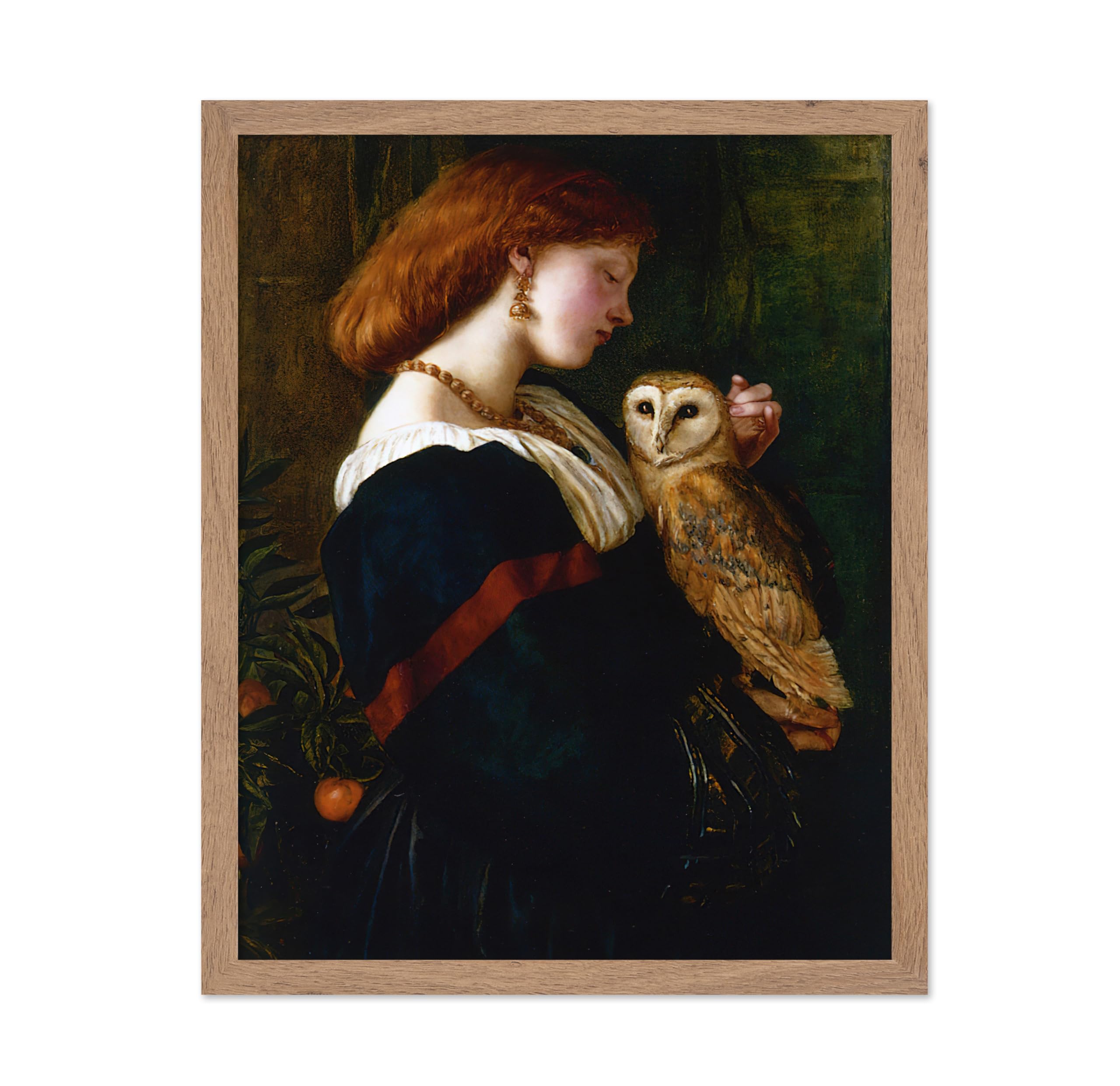 Poster Master Vintage Owl Poster - Retro Woman With Owl Painting Print - Dark Victorian Barn Owl Art - Chic Gift for Her, Animal