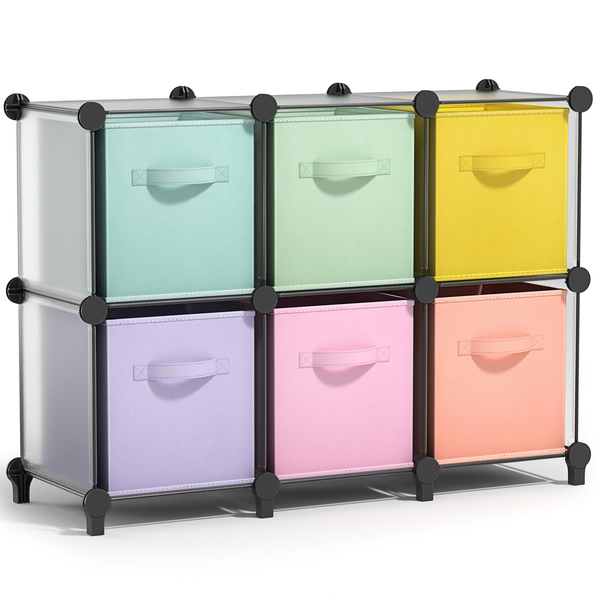 Sorbus 6 Cube Storage Organizer with 6 Fabric Bins (Clear)