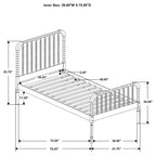 Coaster Home Furnishings Jones Country Farmhouse Wood Jenny Lind Bobbin Twin Size Open Frame Fully Slatted Platform Bed FrameWhite 400415T