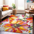 Rugshop Modern Bright Flowers Non-Slip (Non-Skid) Area Rug 8 x 10 (7 10 x 10) Multi