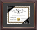 Creative Picture Frames 9x12 Mahogany Gold Rim Diploma Frame with Black Mat Glass Easel and Installed Wall Hangers | Frame Holds
