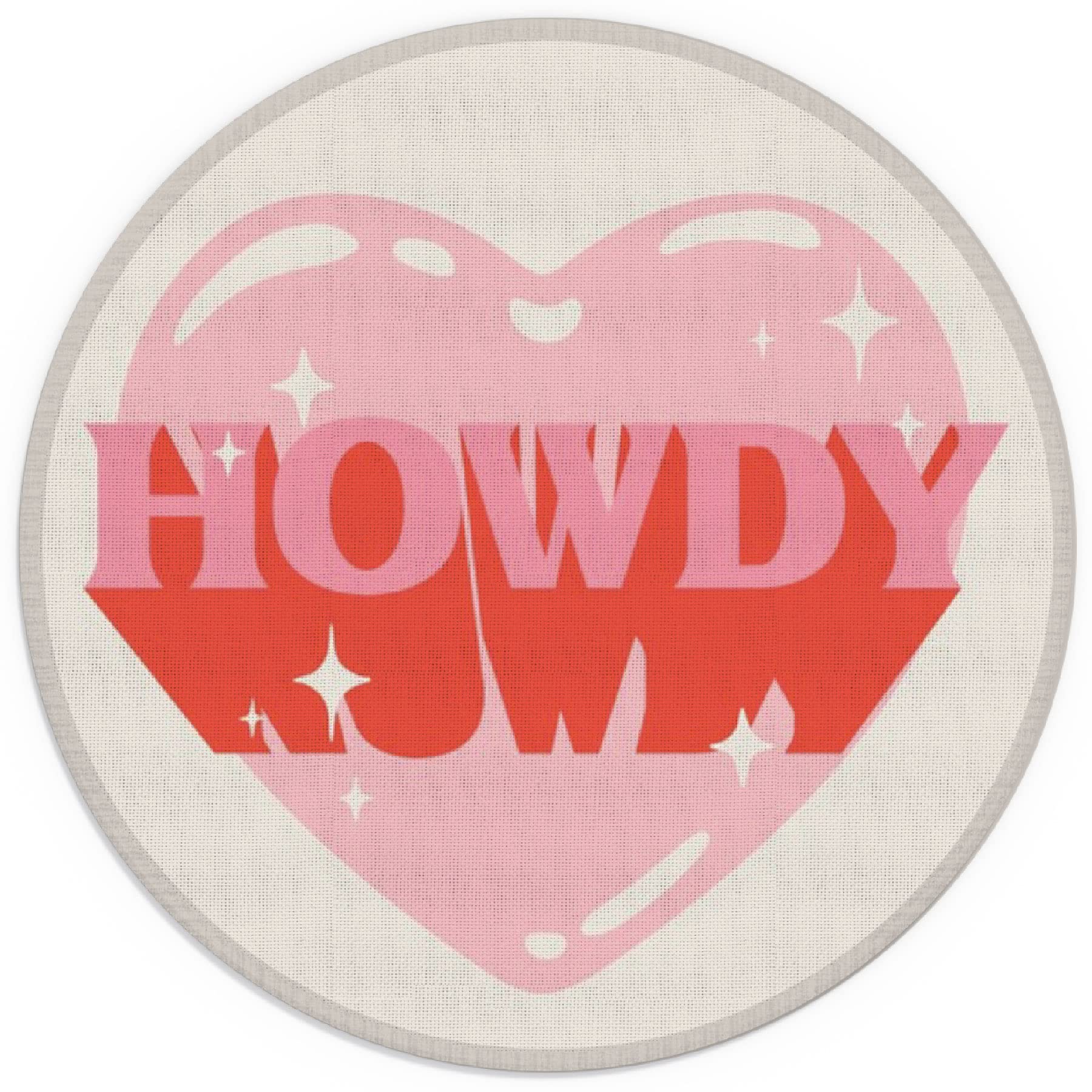 Howdy Pink Big Heart Pink Preppy Small Mouse Pad 7.9X7.9 Inches,Washable Round Cloth Mousepad For Office Laptop Computer,Non-Sli