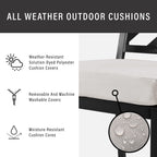 Crosley Furniture Locke 5-Piece Outdoor Dining Set for 4, Patio Table and Chairs for Backyard, Deck, Matte Black with Creme Cushions