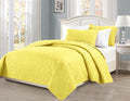 Mk Collection Full/Queen Size Over Size 100'X106' 3Pc Diamond Bedspread Bed-Cover Embossed Solid Yellow New