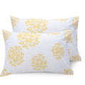 Huesland By Ahmedabad Cotton 144 Tc Pillow Cover Set Of 2 Cotton  White (Yellow Print)