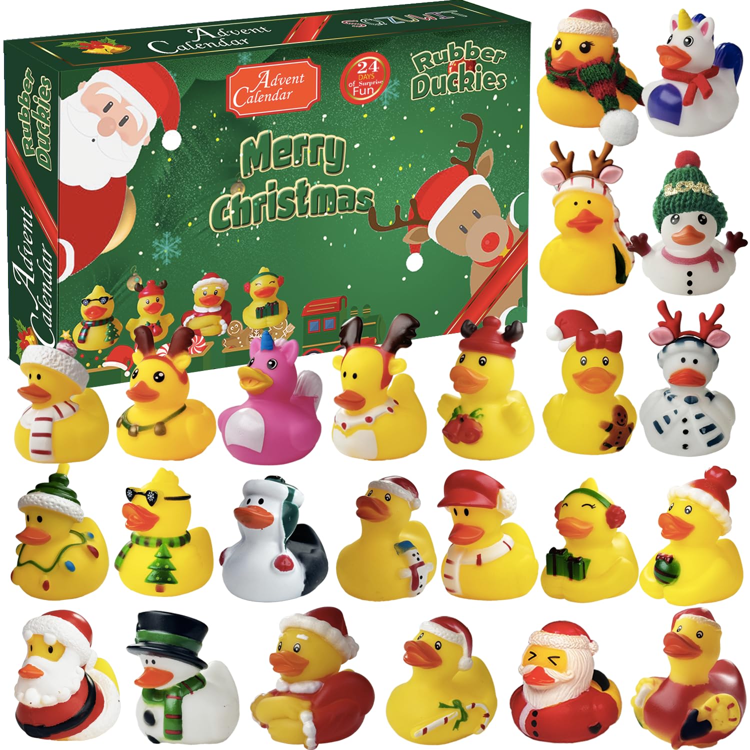 Advent Calendar 2024, Rubber Duckies 24 Days Surprises Gift for Kids Toddlers Boys Girls, Christmas Holiday Countdown Gift for 3