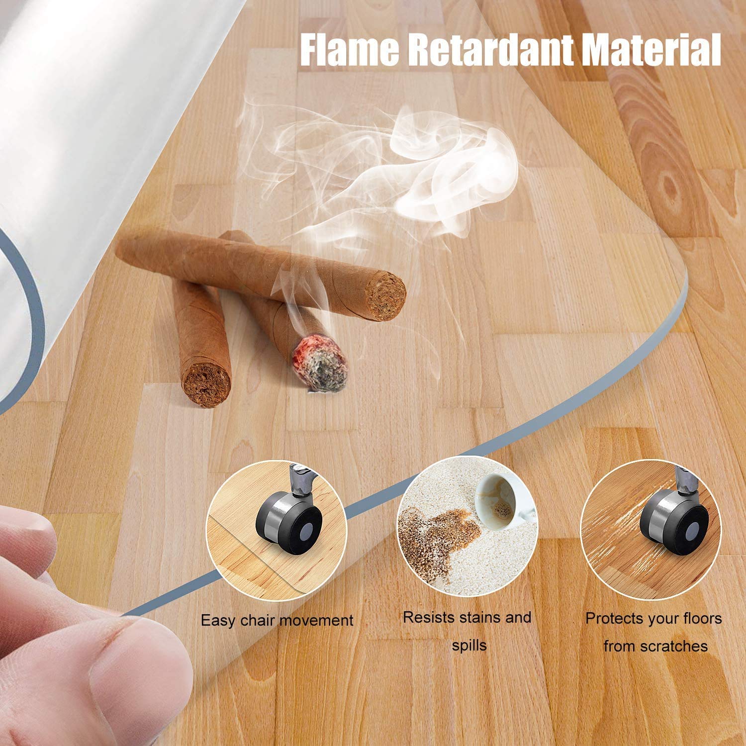 Azadx Clear Office Chair Mat 36'' X 48'', Durable Desk Chair Mat For Hardwood Floor, Heavy Duty Plastic Office Floor Mat Under Rolling Chairs For Easy Glide And Protection (36' X 48' With Lip)