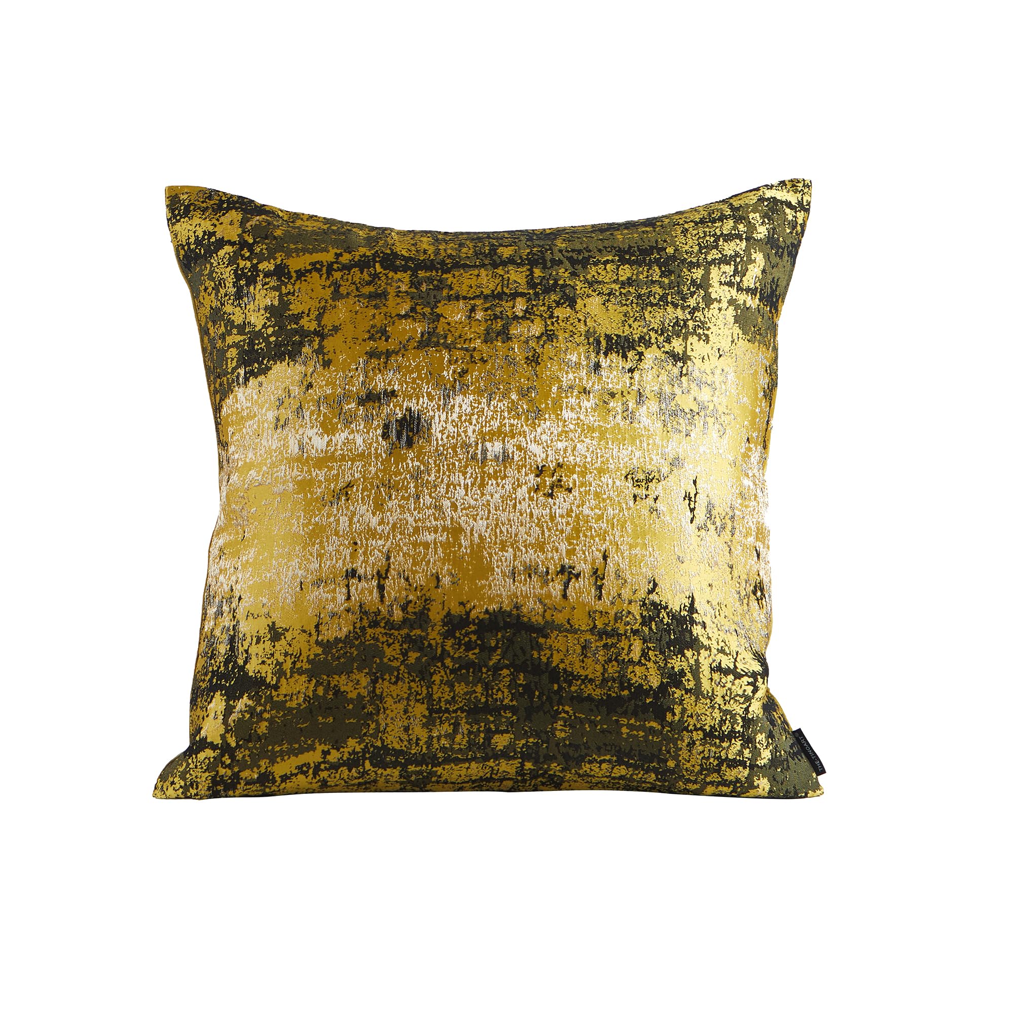 The-Tinoart Gold Throw Pillow Covers Gold Splashed Yellow Black Throw Pillows Cover Reversed Soft Velvet Pillow Cover For Couch
