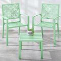 Best Choice Products 3-Piece Outdoor Bistro Set, Stackable Modern Steel Furniture For Porch, Garden W/ 2 Chairs, Table, Geometric Decor - Mint Green