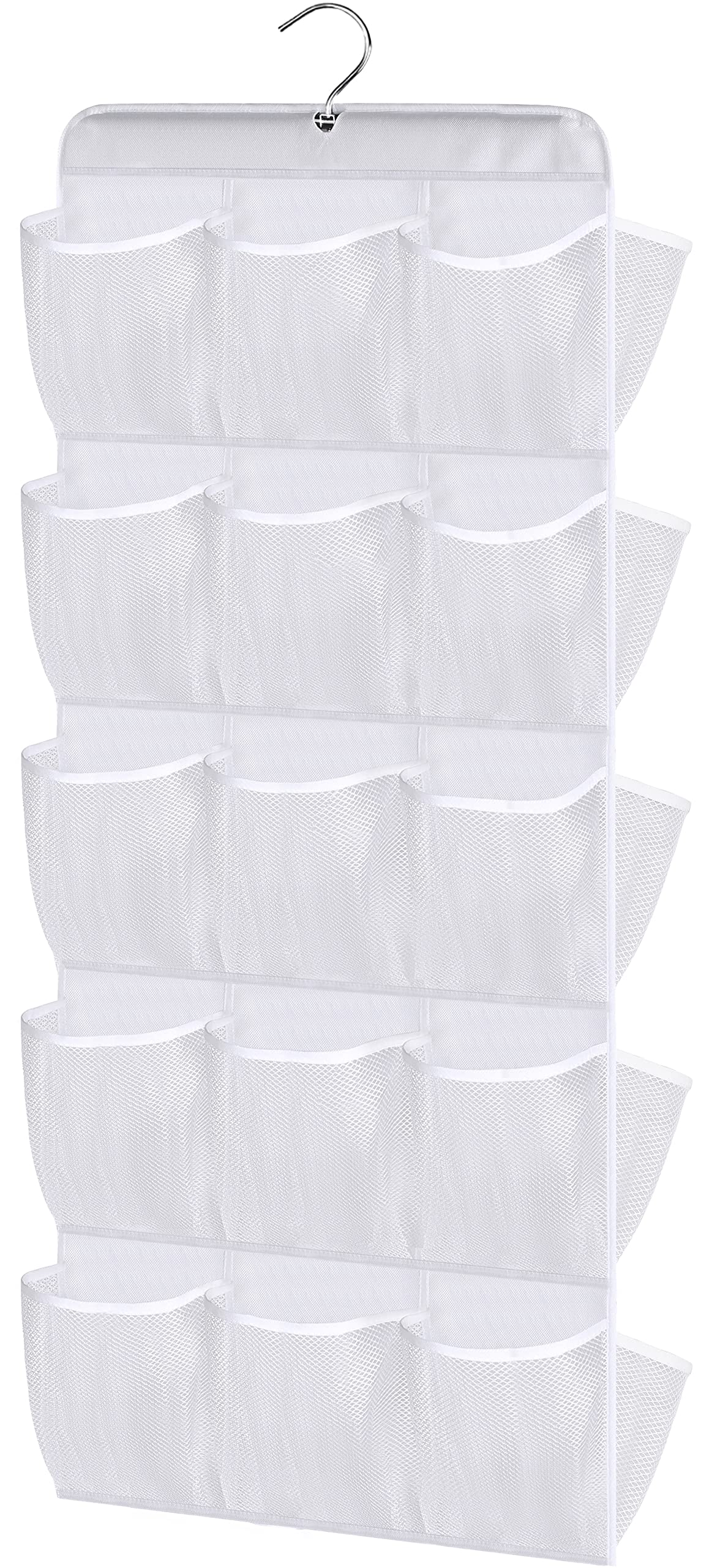 Misslo 30 Pockets Dual Sided Hanging Baby Shoe Organizer For Closet With Rotating Hanger Hanging Shoe Shelves, White