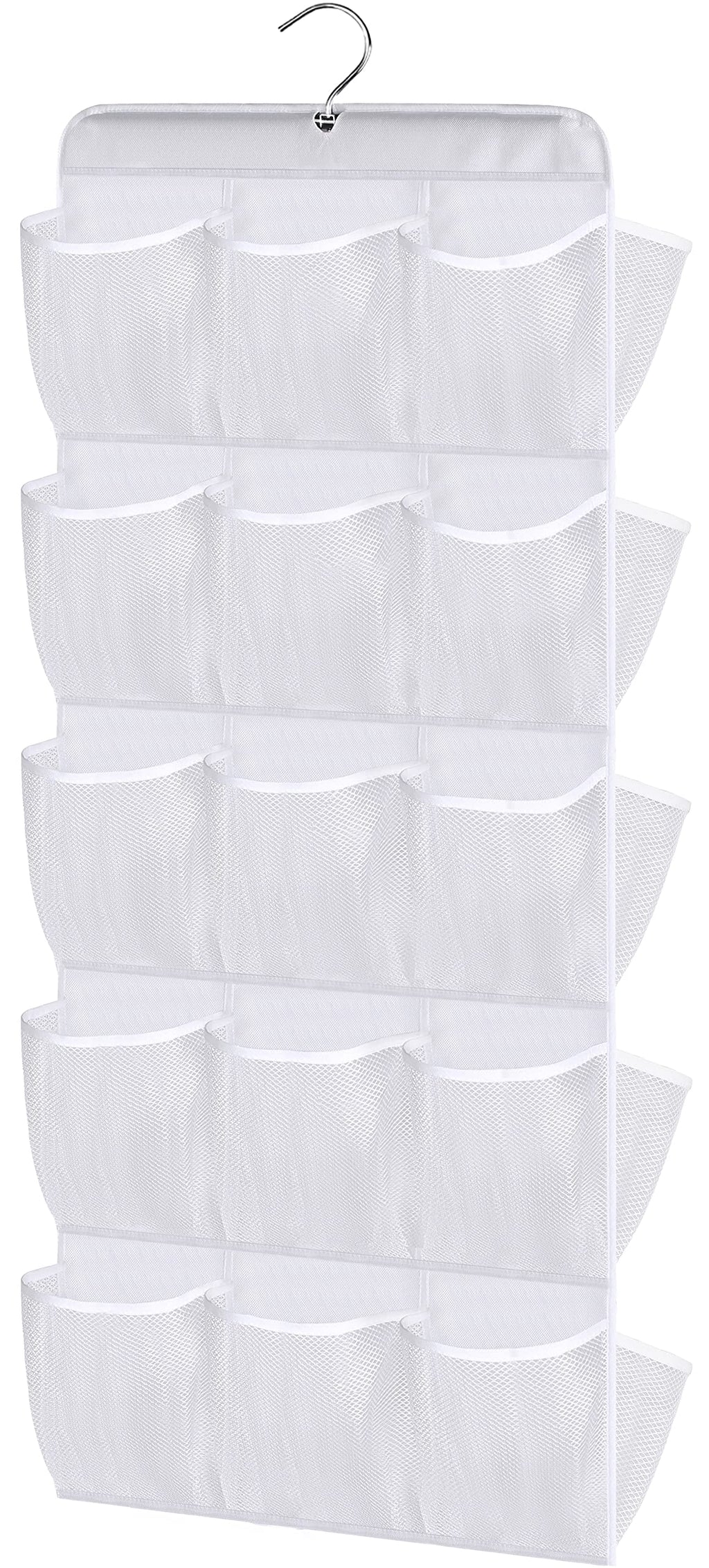 Misslo 30 Pockets Dual Sided Hanging Baby Shoe Organizer For Closet With Rotating Hanger Hanging Shoe Shelves, White