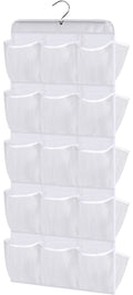 Misslo 30 Pockets Dual Sided Hanging Baby Shoe Organizer For Closet With Rotating Hanger Hanging Shoe Shelves, White