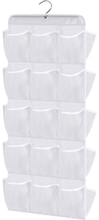 Misslo 30 Pockets Dual Sided Hanging Baby Shoe Organizer For Closet With Rotating Hanger Hanging Shoe Shelves, White