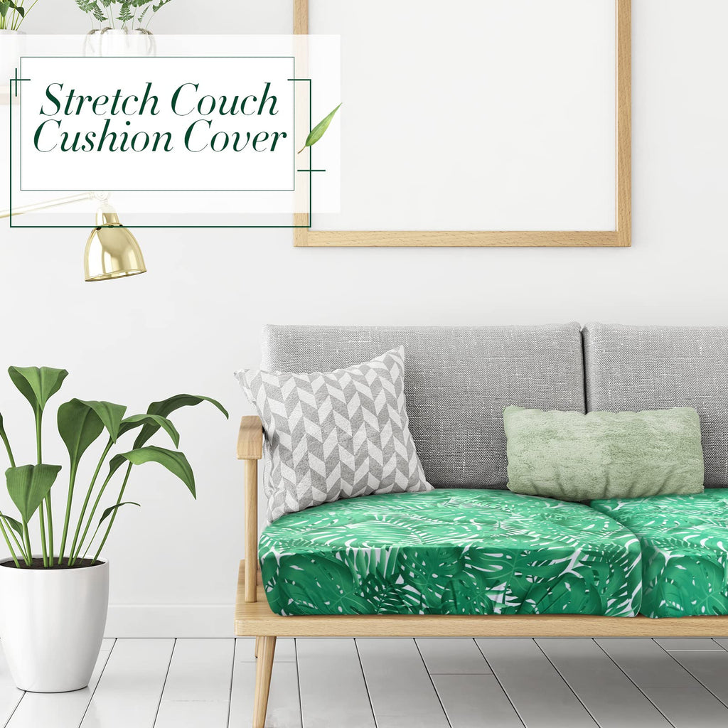 Newwiee 12 Pcs Patio Stretch Sofa Cushion Covers Outdoor Cushion Cover Replacement Couch Slipcover Sofa Seat Cover Flexibility Chair Cushion Cover Porch Patio Furniture Protector (Green,Monstera)