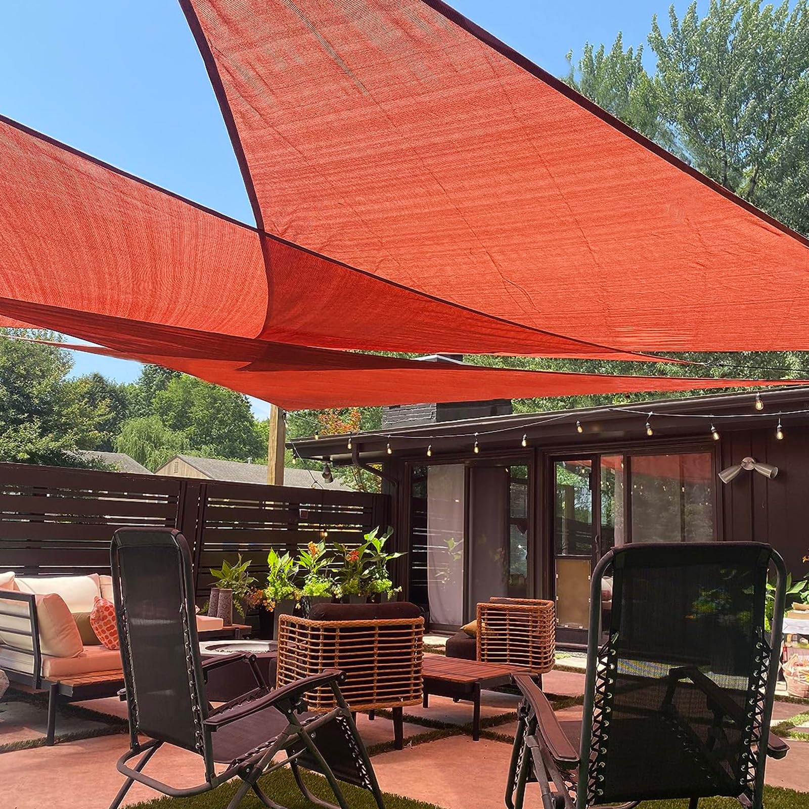 Love Story Custom Size 17'X24'X29.4' Terra Sun Shade Sail Triangle Sunshade Fabric Awning Canopy For Patio Backyard Carport Perg