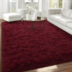 Falark Large Soft Area Rugs For Bedroom Living Room, 8X10 Ft Wine Red Fluffy Rug Carpets For Girls Kids Room, Shaggy Fuzzy Indoo