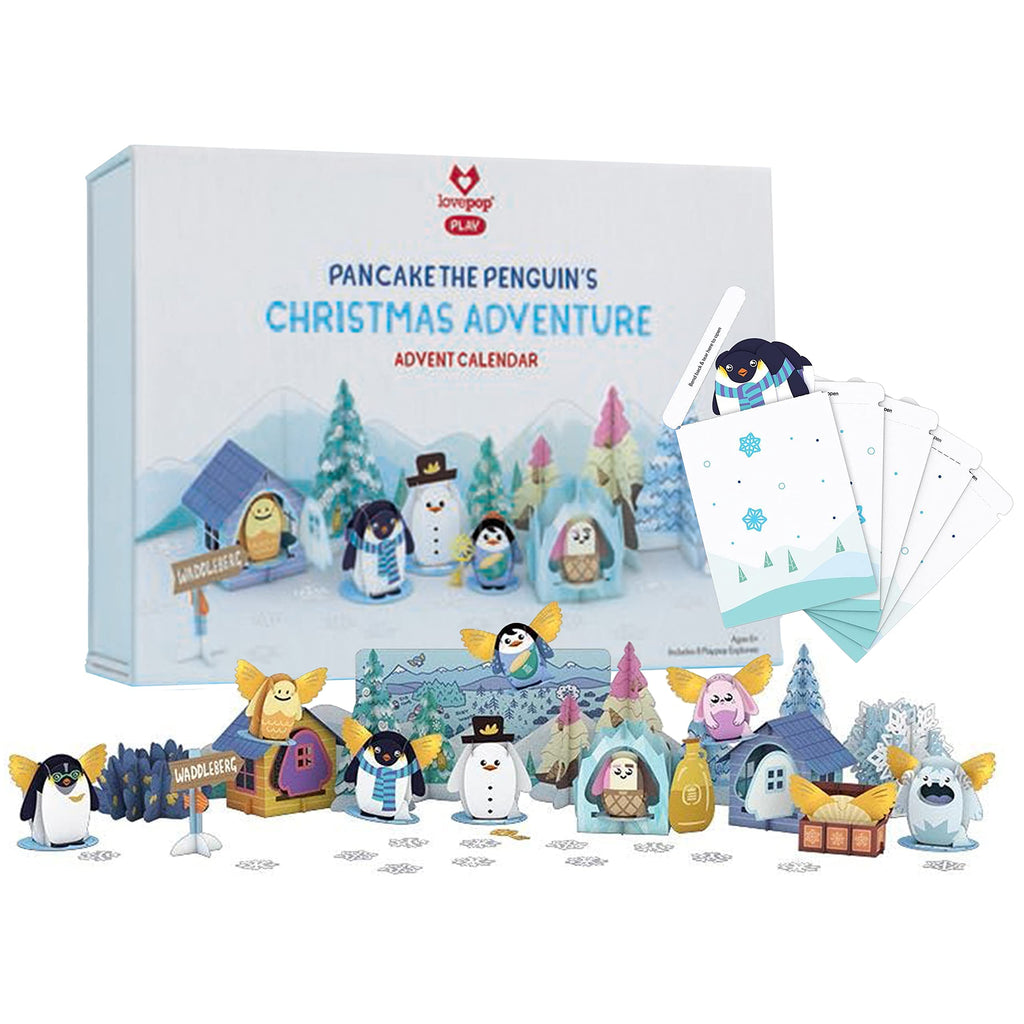 Lovepop Christmas Pop-Up Advent Calendar for Kids - 3D Greeting Cards for Son, Daughter, Niece, Nephew - Pancake the Penguin's C