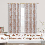 Mrs.Naturall Terracotta Damask Pattern Curtains For Living Room 52X45 Inch Length