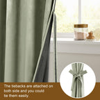Dwcn Velvet Curtains Extra Wide - Light Sage Room Darkening Thermal Insulated Noise Absorb Grommet Tieable Window Treatments Dra