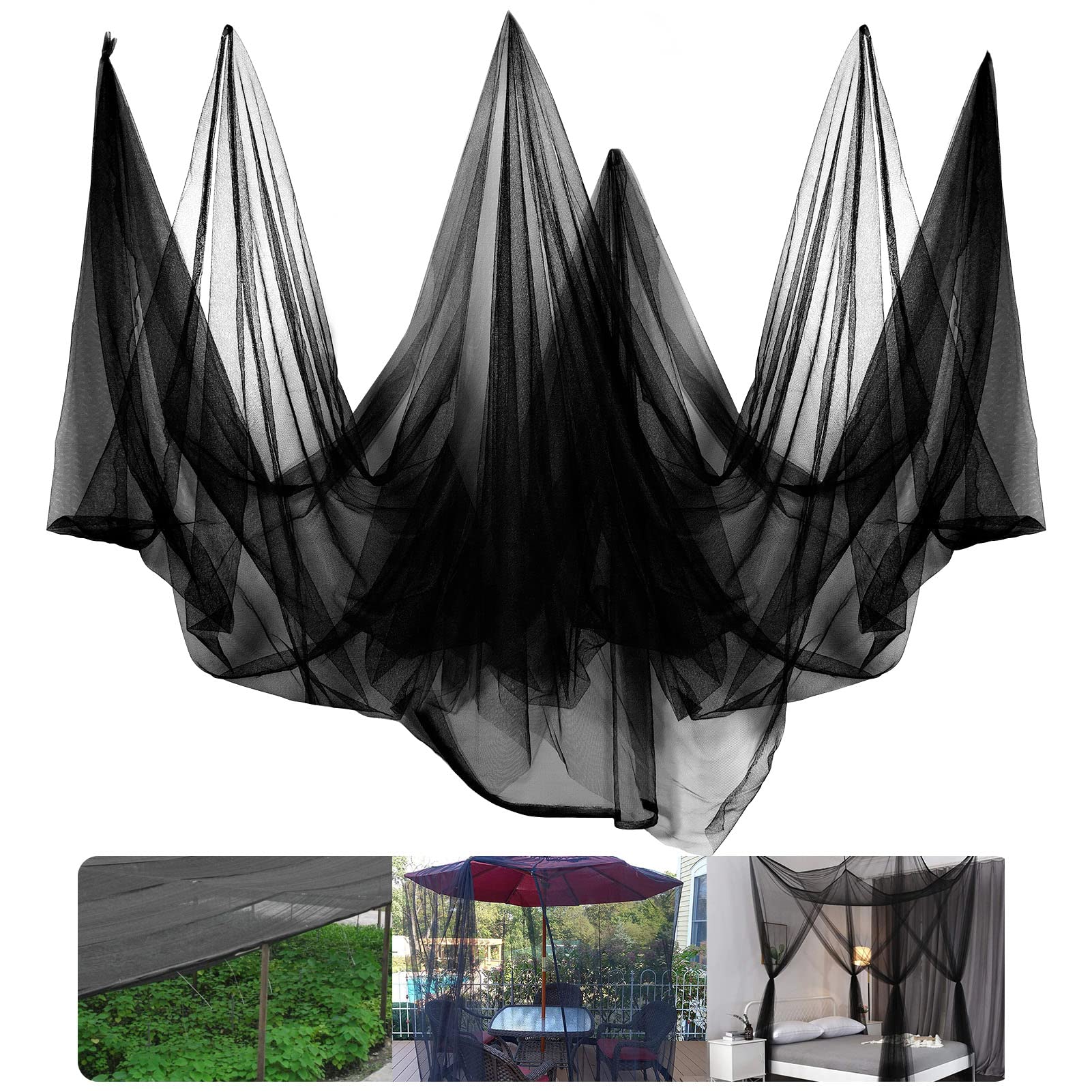 39X10Ft Mosquito Netting Garden Mesh Netting,Fly Bird Net Barrier Hunting Blind Plant Protecting Net, 3X12M Black