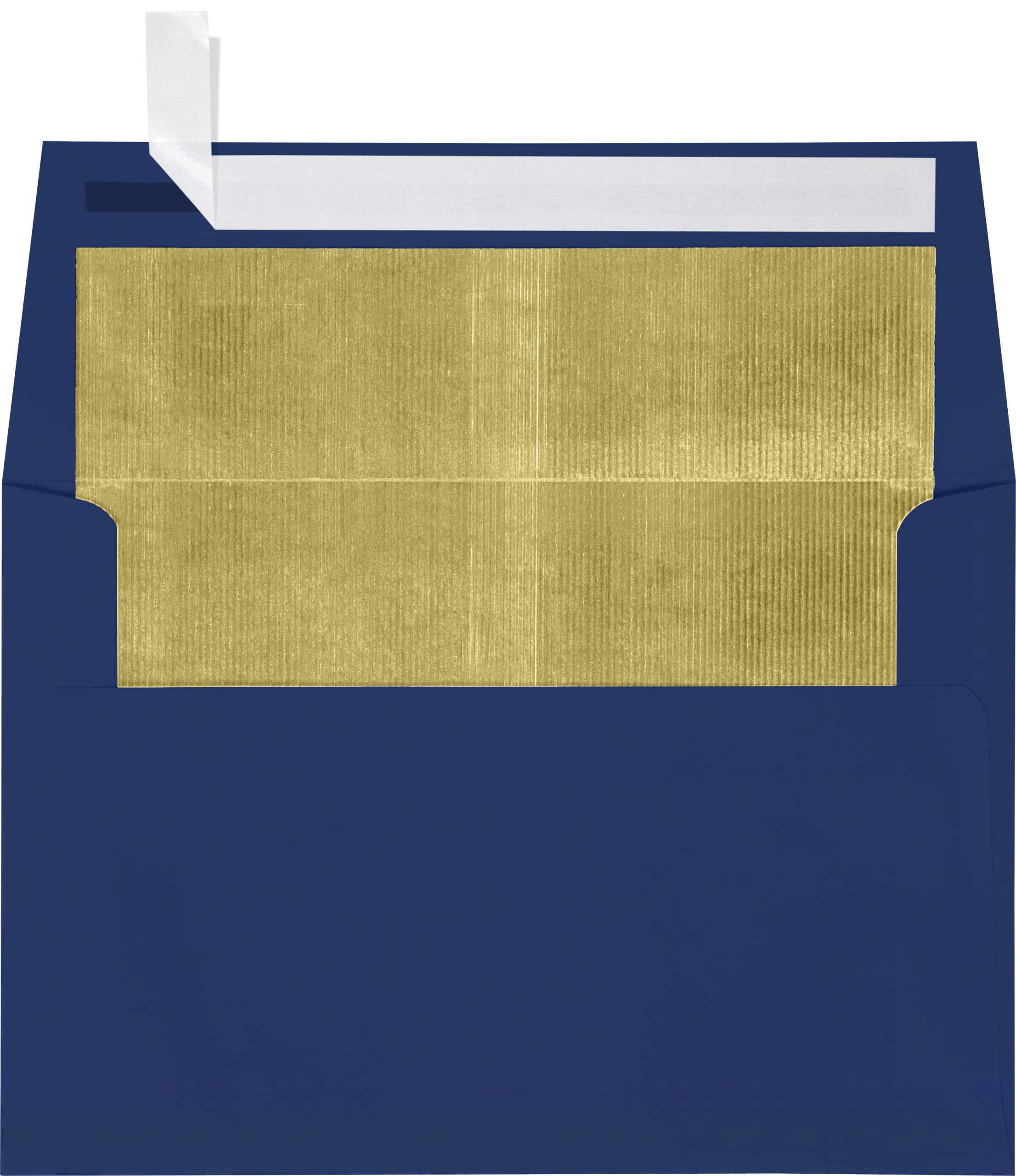 Luxpaper A4 Foil Lined Invitation Envelopes | Peel & Press | 4 1/4' X 6 1/4' | Blue W/Gold Lux Lining | 80Lb. Text | 50 Qty