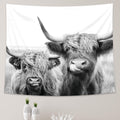 Ambzek Two Cows Tapestry 51Hx59W Inch Bull Highland Cow Western Farmhouse Farm Country Rustic Cattle Animal Wildlife Funny Cute