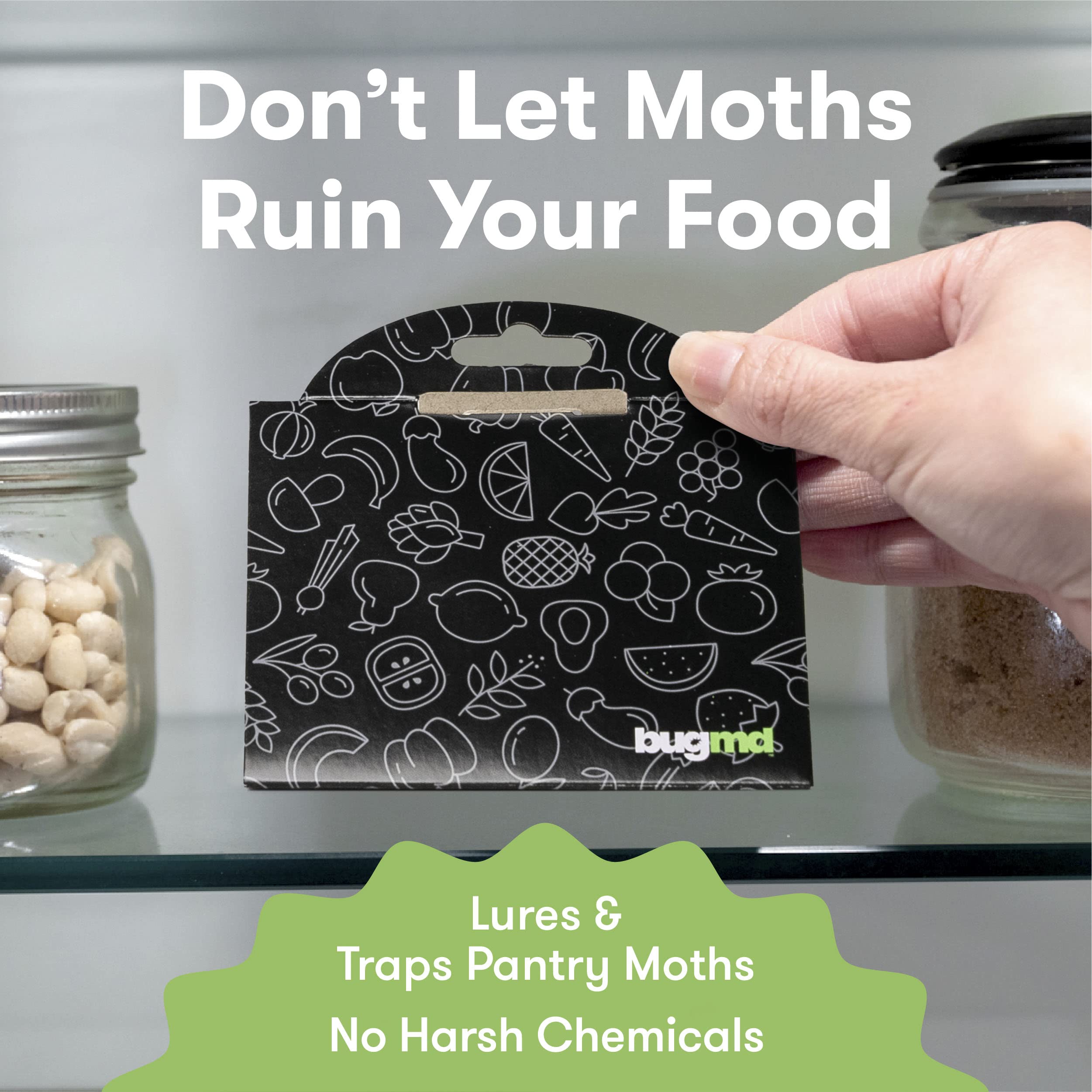 Bugmd Pantry Pest Patrol (6 Count, Black) - Moth Traps For Kitchen, Pantry Moth Trap, Bug Trap, Moth Traps For House Pantry, Get