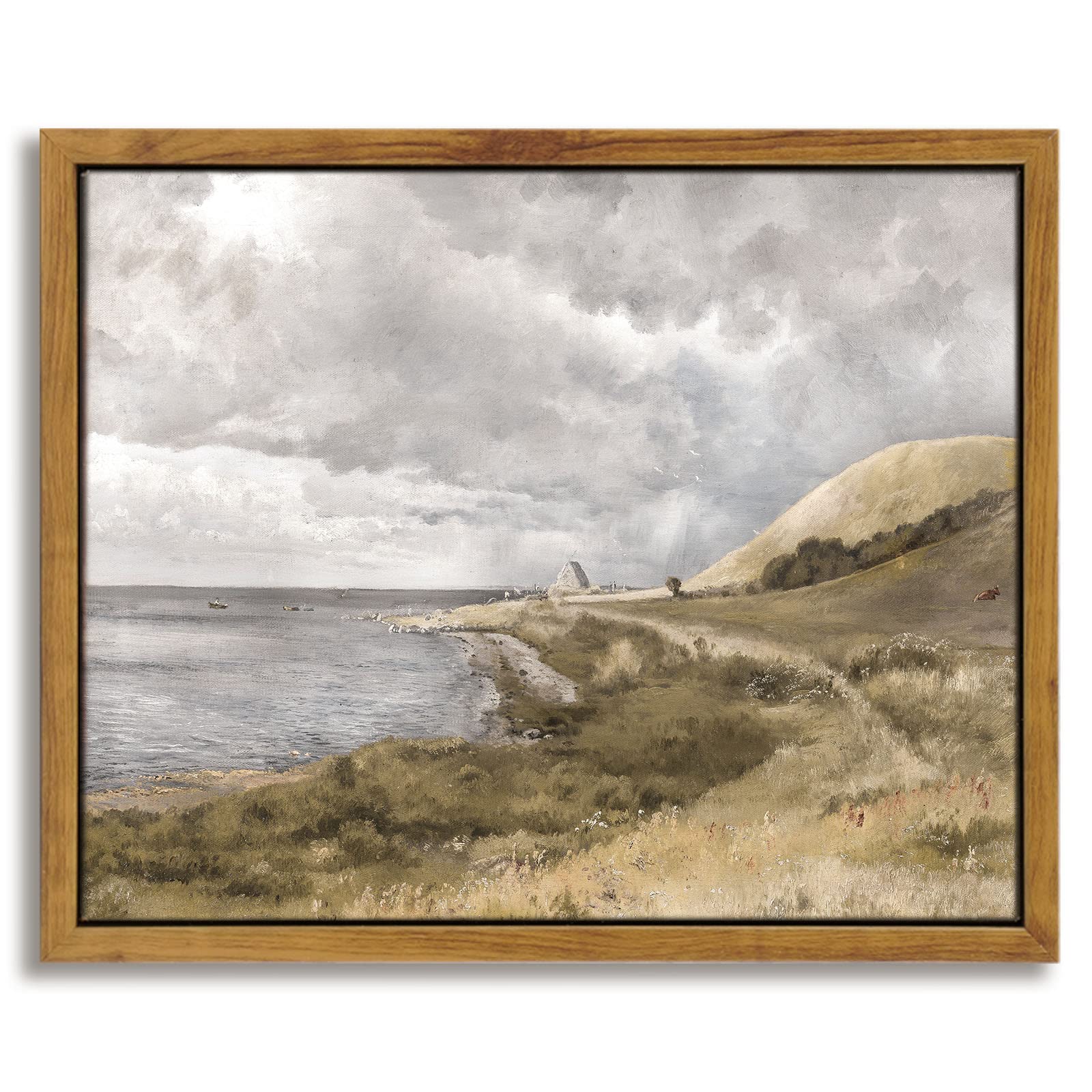InSimSea Framed Canvas Prints Wall Art Home Decor, Danish Coastal Landscape in Stormy Weather Classical Paintings, Canvas Wall A
