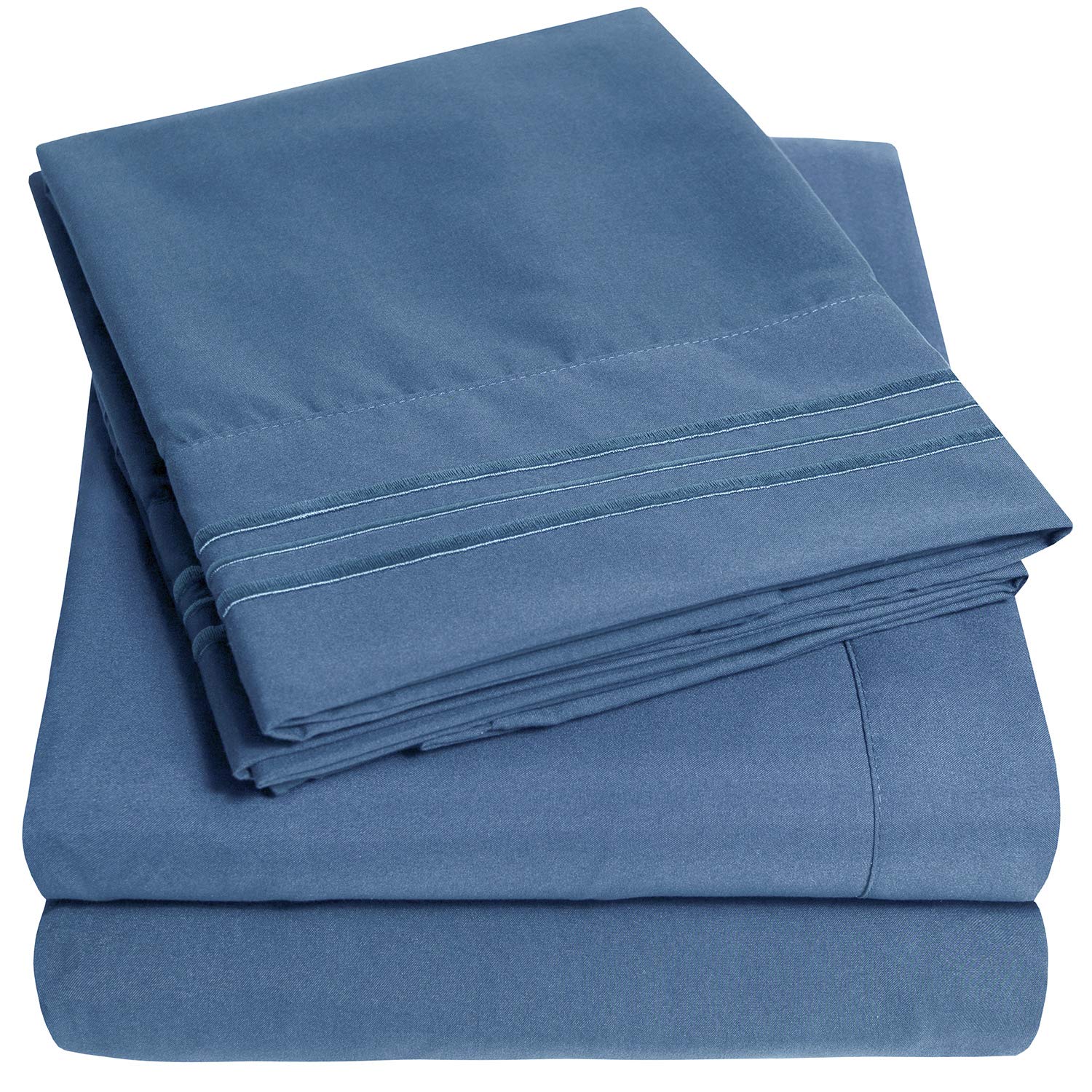 1500 Supreme Collection Queen Sheet Sets Denim Blue - Luxury Hotel Bed Sheets And Pillowcase Set For Queen Mattress - Extra Soft