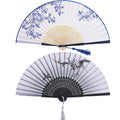 2 Pieces Folding Fans Handheld Fans Bamboo Fans with Tassel Women's Hollowed Bamboo Hand Holding Fans for Wall Decoration, Gifts