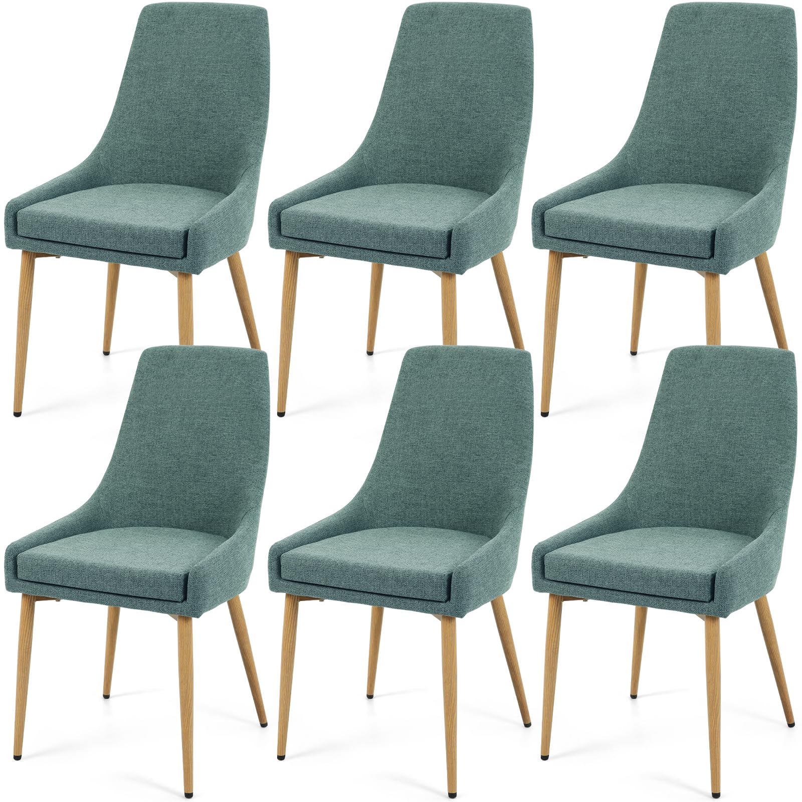 E&D Furniture Dining Chairs, Accent Living Room Chair Set Of 4 Mint Green Linen Kitchen And Dining Room Chairs 4 Pack Fabric Uph