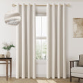 Jowels Beige Linen Blackout Curtains 80 Length 2 Panels Set For Living Room Bedroom, 100% Black Out Thermal Insulated Linen Drap