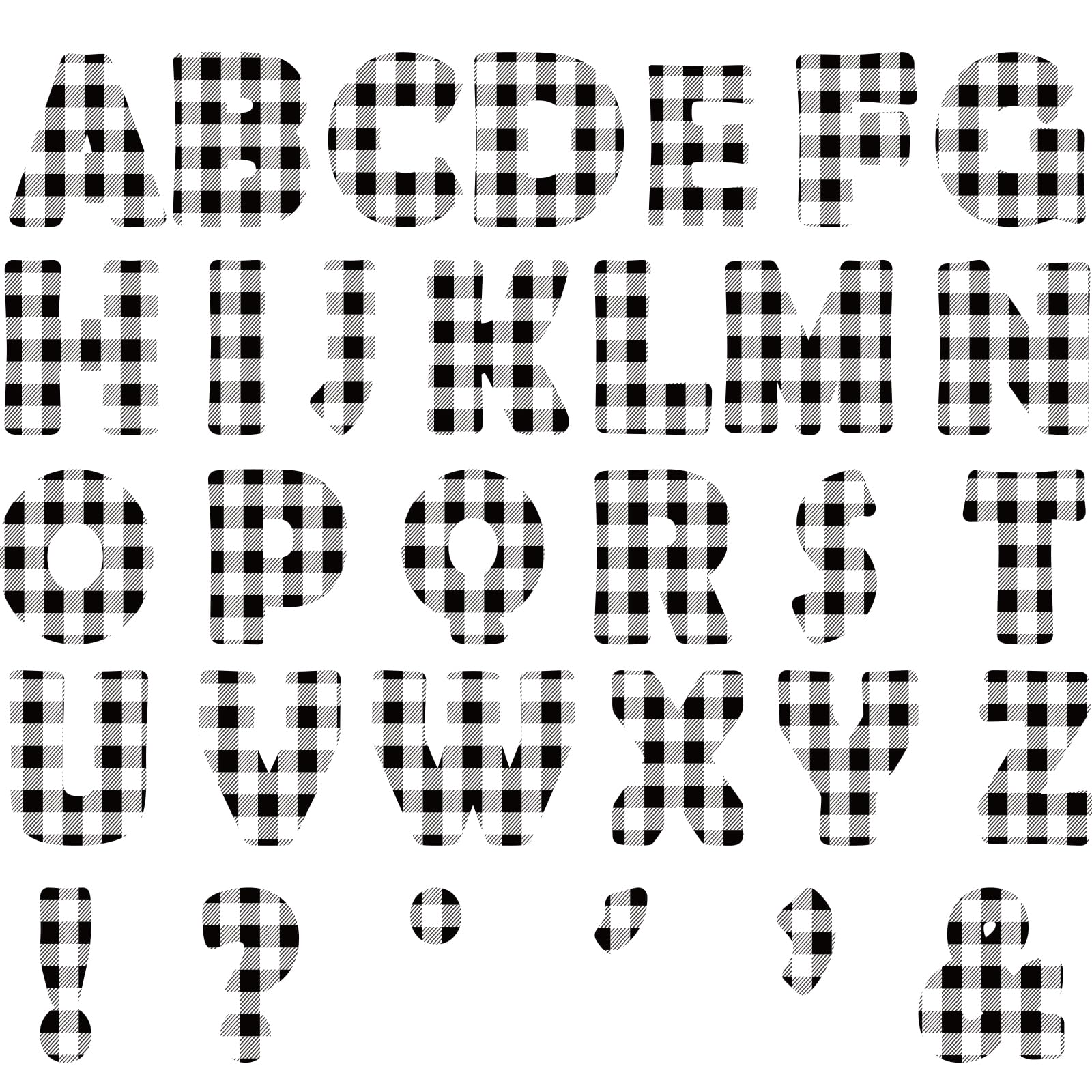 Qyeahkj 150 Pcs Large 7' Font Bulletin Board Letters Punctuation Cutout Combo Black White Checkered Border Letter Decoration Fo