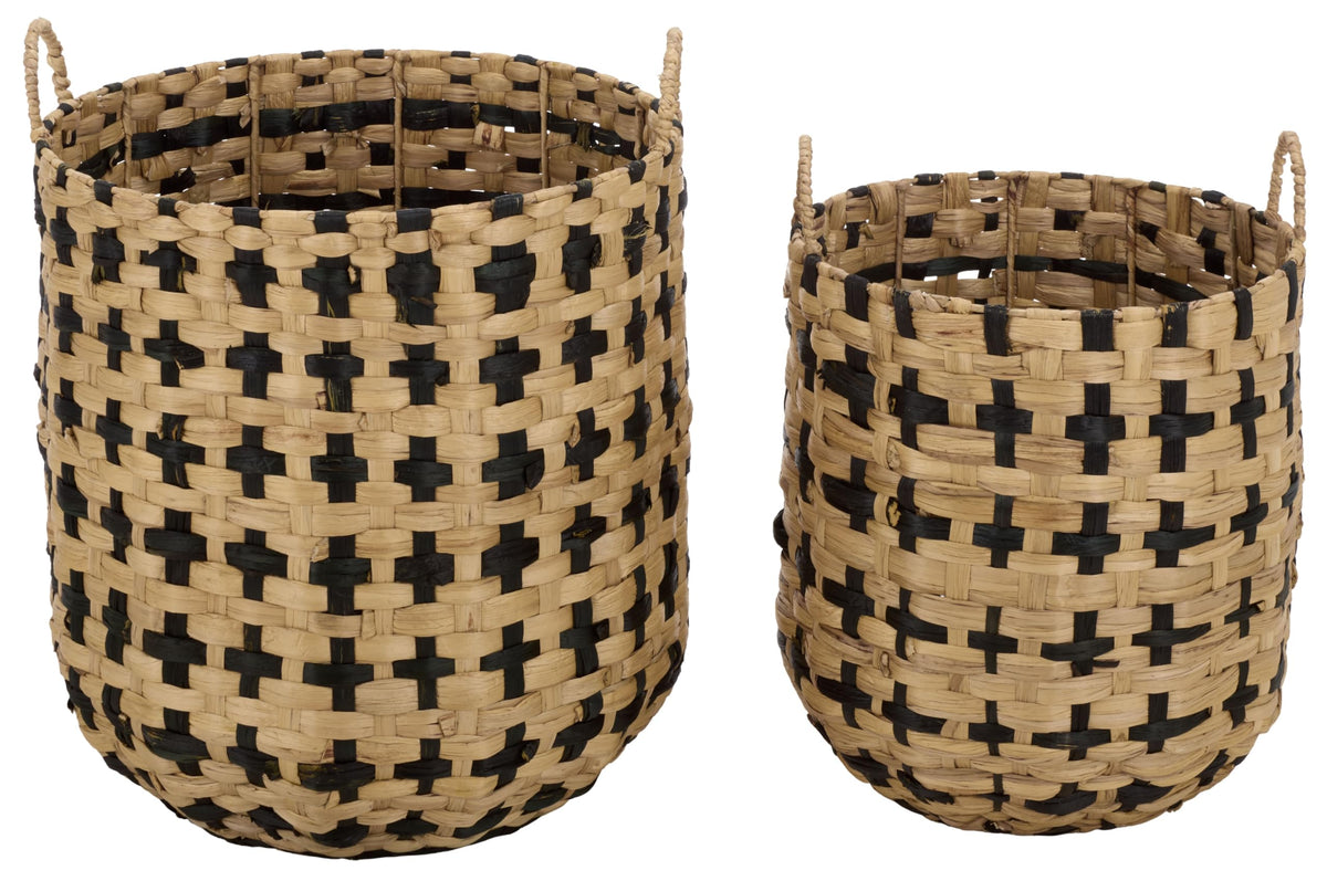 SAFAVIEH Richy Set of 2 Baskets, 22.4 Natural & Black STG1829ASET2