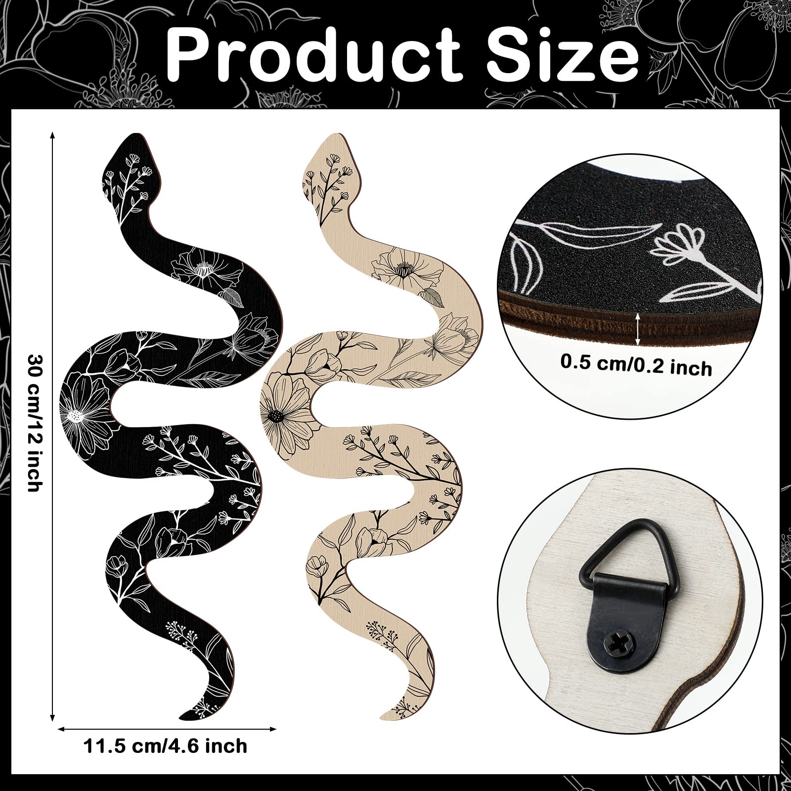 Set Of 2 Earthy Room Wall Decor Boho Witchy Cute Wooden Snake Decor Natural Aesthetic Witchy Desk Decor Altar Decor Frame Wall H
