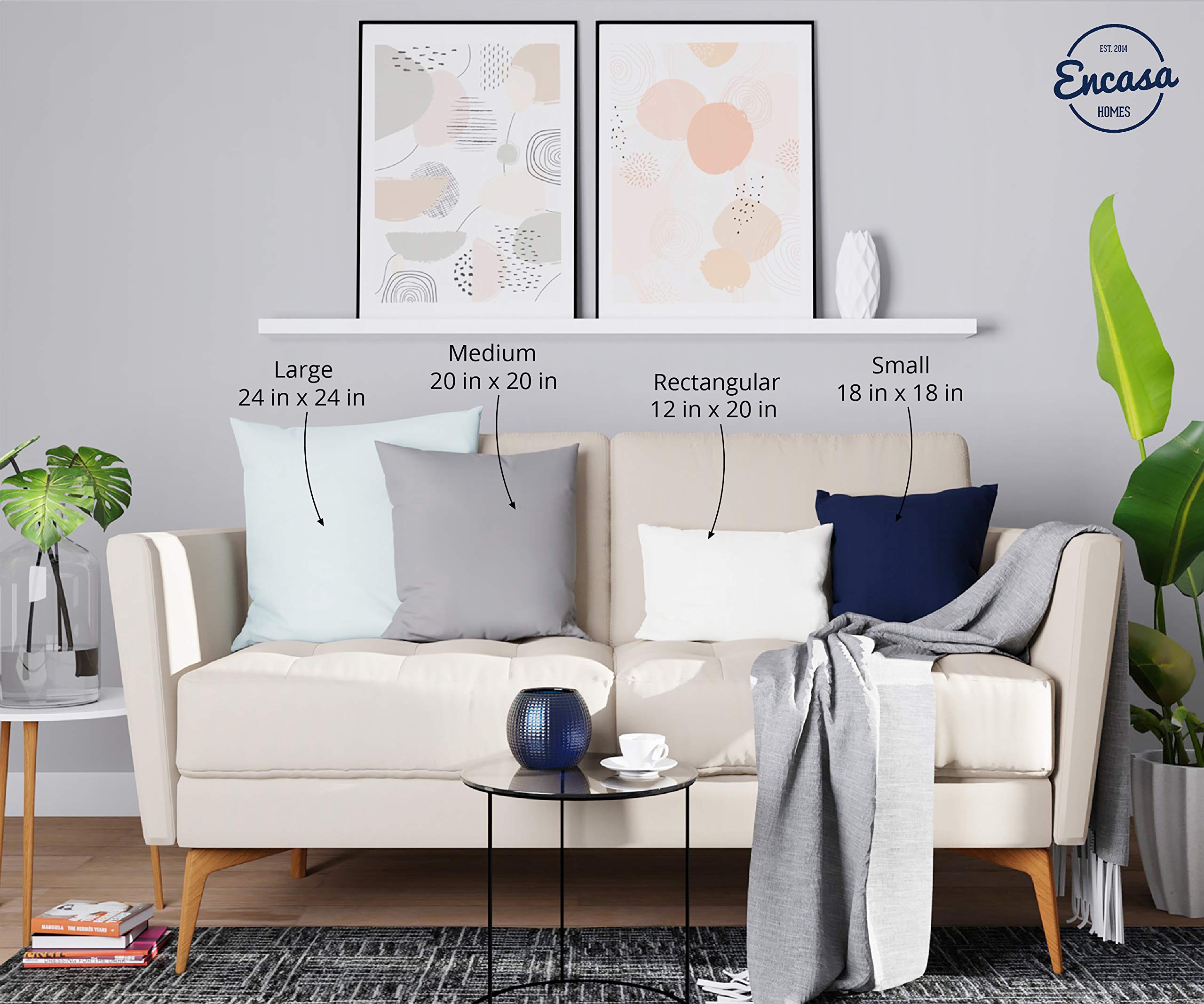 Encasa Homes Farmhouse Throw Pillow Covers Pack Of 2 20X20 Buffalo Beige Checks | Decorative Cushion Covers No Insert | Pillow S