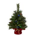 National Tree Company Pre-lit Artificial Mini Christmas Tree | Includes Multi-Color LED Lights and Cloth Bag Base | Majestic Fir