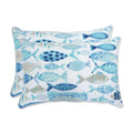 Pillow Perfect Outdoor/Indoor Oversized Pillows, Lumbar - 16.5' X 24.5', Blue Hooked Seaside 2 Count