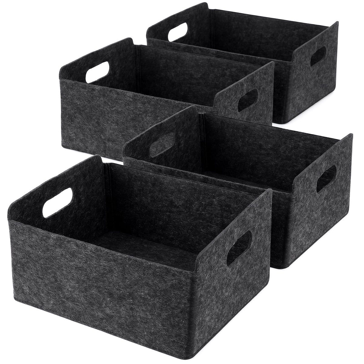 mekueeex 4 Pack Felt Storage Bins for Organizing Clothes, Toys & Office Files Durable Felt Basket with SelfSupporting Design, F