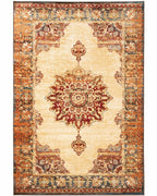 HomeRoots Polypropylene 8’ x 10’ Gold and Orage Floral MedallionArea Rug