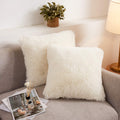 Xege Faux Fur Throw Pillow Covers, Shaggy Fluffy Cushion Covers, Plush Furry Pillow Cases, Fuzzy Decorative Pillow Shams With Zi