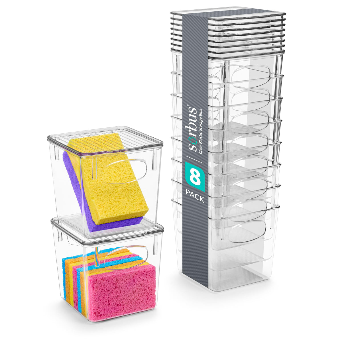 Sorbus Small Clear Plastic Storage Bins with Lids, Clear Stackable Storage Bins, Laundry Room Organizer Bins, Office, Classroom,