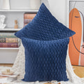 Madizz Set Of 2 Super Soft Velvet Decorative Throw Pillow Covers 24X24 Inch Blue Square With Texture Luxury Style Cushion Case E