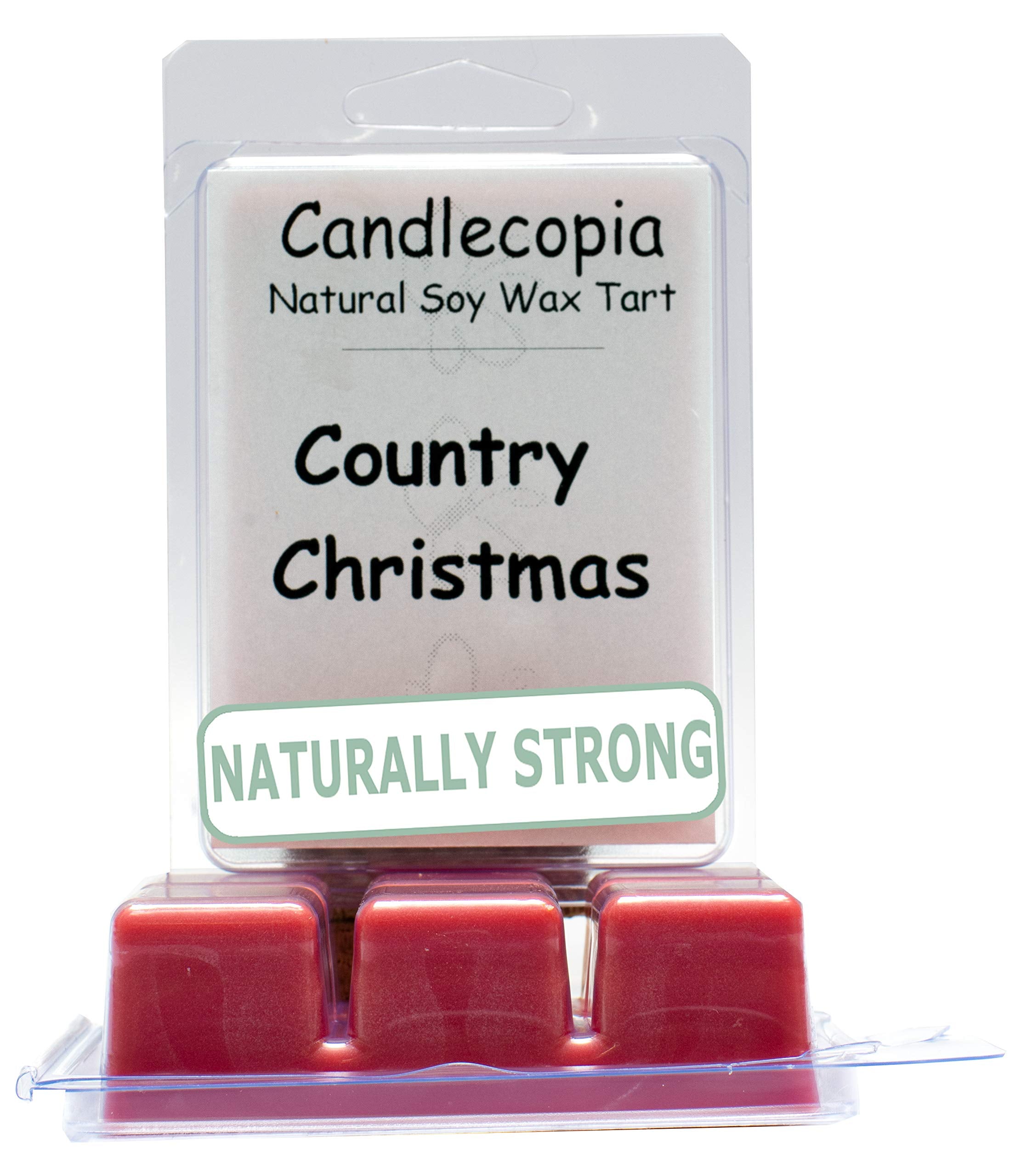 Candlecopia Country Christmas Strongly Scented Hand Poured Vegan Wax Melts, 12 Scented Wax Cubes, 6.4 Ounces in 2 x 6-Packs